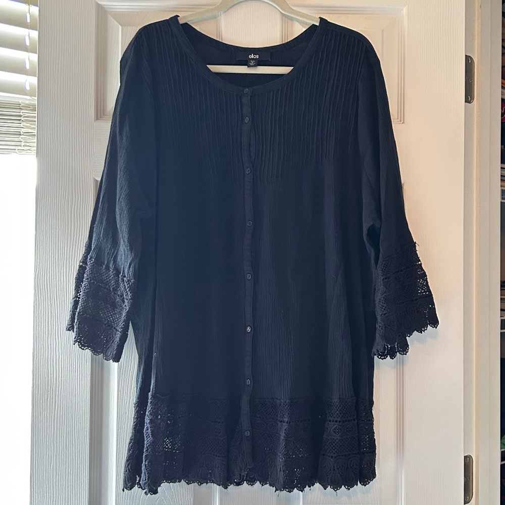 Ellos 3x Crochet Trim Blouse